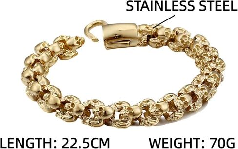 Gothic Skull Head Bracelet for Men Demon Skull Head Bracelet, Devil Skull Head Bracelet Multi Skull Head Biker Bracelet Men’s Punk Skull Head Bracelet Cool Evil Skull Bracelet in Saudi Arabia