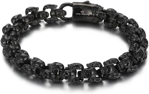 Gothic Skull Head Bracelet for Men Demon Skull Head Bracelet, Devil Skull Head Bracelet Multi Skull Head Biker Bracelet Men’s Punk Skull Head Bracelet Cool Evil Skull Bracelet in Saudi Arabia