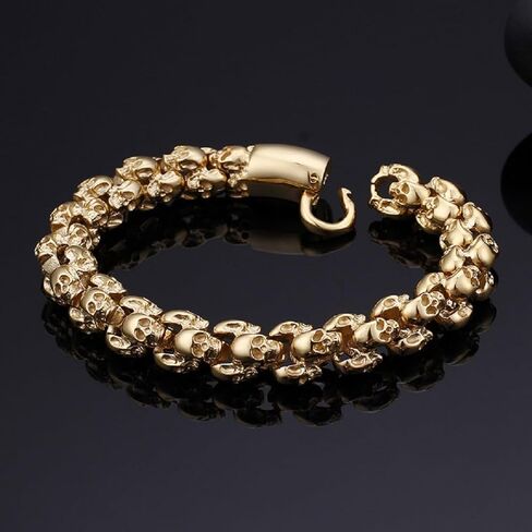 Gothic Skull Head Bracelet for Men Demon Skull Head Bracelet, Devil Skull Head Bracelet Multi Skull Head Biker Bracelet Men’s Punk Skull Head Bracelet Cool Evil Skull Bracelet in Saudi Arabia