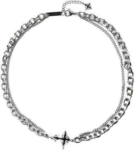 GulCean Mens Cross Bracelet Stainless Steel Silver Adjustable Chunky Chain Trendy Y2K Punk Goth Viking Liquid Metal Black Crystal Layered Stack Star Cross Charm Bracelet for Men Jewelry Gift in Saudi Arabia