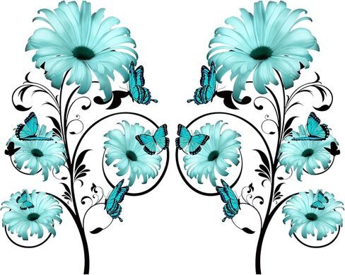 Otoolling 2 Pcs Metal Flowers Wall Decor Vintage Blue Flower Metal Wall Art 15.7 Inch Spring Butterfly Floral Rustic Hanging Daisy Sculptures Art for Home Living Room Bathroom Indoor Outdoor Decor in Saudi Arabia