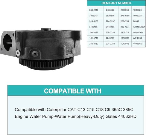 3362213 10R3326 10R2776 Water Pump (C&U Bearing) For Caterpillar CAT C9 C15 C16 C18 365C 385C 735 735B 740 390F 374F SR4 3406E 70342 10R6225 10R8660 2243237 2243238 2807374 336-2213 in Saudi Arabia