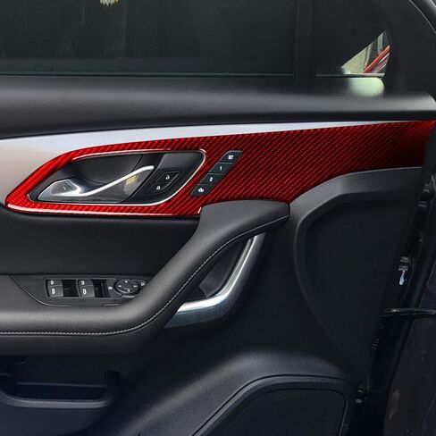 ملصق شريط زخرفي للوحة القيادة من ألياف الكربون باللون الأحمر الحقيقي متوافق مع Chevy/Chevrolet Blazer L/LT/RS/Premier 2019 2020 2021 2022 2023 2024 2025 الملحقات الداخلية in Kuwait