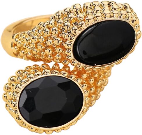 Hebelee Double CZ Teardrop Open Wrap Ring for Women Gold-Toned Fashion Crystal Chunky Band Finger Stacking Rings Adjustable Lightweight Comfort Fit Engagement Wedding Jewelry in Saudi Arabia