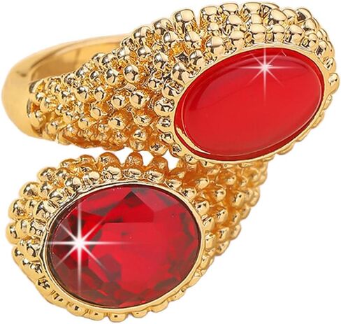 Hebelee Double CZ Teardrop Open Wrap Ring for Women Gold-Toned Fashion Crystal Chunky Band Finger Stacking Rings Adjustable Lightweight Comfort Fit Engagement Wedding Jewelry in Saudi Arabia