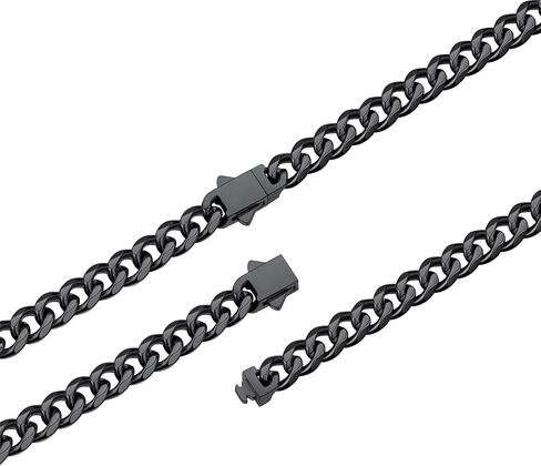 FaithHeart Mens Stainless Steel Cuban Link Chain Necklaces - No Tarnish Durable Chunky Miami Cuban Chain, 6/9/12mm Trendy Width Hip Hop Chains Upgrade Clasp Jewelry Gift for Him 18"-30" in Saudi Arabia