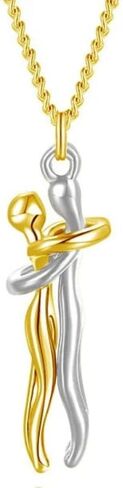 925 Sterling Silver Hug Necklace, Hugging Necklace For Women, Man And Woman Hugging, Couples For Him And Her, Couple Sterling Silver, Romantic Couple in Saudi Arabia