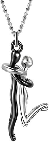 925 Sterling Silver Hug Necklace, Hugging Necklace For Women, Man And Woman Hugging, Couples For Him And Her, Couple Sterling Silver, Romantic Couple in Saudi Arabia