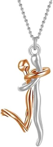 925 Sterling Silver Hug Necklace, Hugging Necklace For Women, Man And Woman Hugging, Couples For Him And Her, Couple Sterling Silver, Romantic Couple in Saudi Arabia