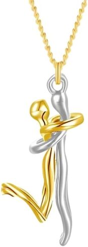 925 Sterling Silver Hug Necklace, Hugging Necklace For Women, Man And Woman Hugging, Couples For Him And Her, Couple Sterling Silver, Romantic Couple in Saudi Arabia