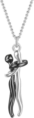 925 Sterling Silver Hug Necklace, Hugging Necklace For Women, Man And Woman Hugging, Couples For Him And Her, Couple Sterling Silver, Romantic Couple in Saudi Arabia