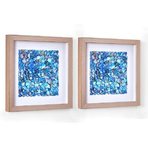 لوحة فنية جدارية مزخرفة ثلاثية الأبعاد من American Art Decor بإطار بلون الشمبانيا، مجموعة من قطعتين - لوحات عمودية باللونين العاجي والبيج، ديكور على شكل شاطئ بحري ساحلي، 8.75 بوصة × 17.75 بوصة in Kuwait