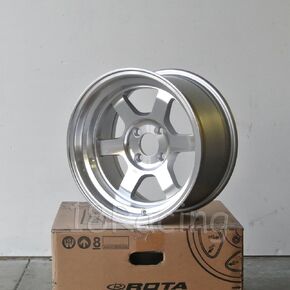 4 PCS ROTA GRID V 15X8 PCD:4X100 OFFSET:0 HB67.1 FULL POLISH SILVER in Saudi Arabia