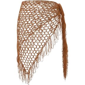 Women's Crochet Sarong Wrap - Hollow Mesh Bikini Cover Up with Tassels in Saudi Arabia