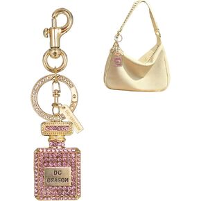 Crystal Perfume Bottle Keychain for Women, Pink Rhinestone Key Ring with Safety Snap, Luxury Purse Charm Bag Accessory Cute, Gift for Girls in Saudi Arabia