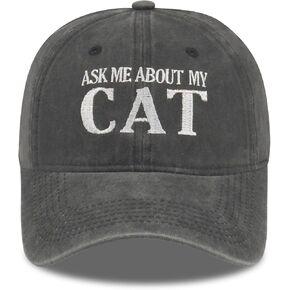 Funny Cat Lover Baseball Cap, Embroidered Adjustable Cotton Pet Parent Trucker Hat for Men Women Gifts in Kuwait