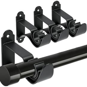 4 قطع من دعامة قضيب الستارة، خطاف حامل قضيب الستارة شديد التحمل للجدار، دعامات دعم قضيب الستائر السوداء لأعمدة الستارة واحدة in Kuwait