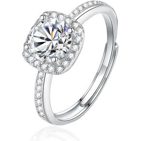 JOLINO Engagement Ring For Women,925 Sterling Silver Plated with Platinum,Adjustable Rings for Women,Silver Minimalist Open Finger Rings in Kuwait