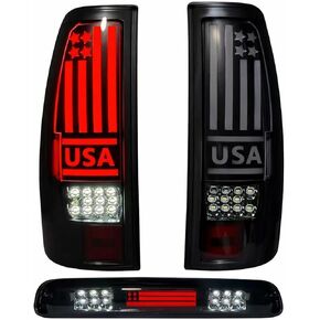 مصباح خلفي LED الكل في واحد + ضوء الفرامل الثالث لسيارة Chevy Silverado 1500 2500(1999-2002)، 1500HD 2500HD(2001-2002)، GMC Sierra 1500 2500(1999-2003)، 1500HD 2500HD(2001-2003) in Kuwait