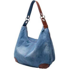 Denim Handbags for Women Jean Purse with Multiple Pockets Denim Blue Pocketbooks Tote Hobos Crossbody Bags in Saudi Arabia