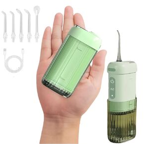Luonaa Water Flosser for Teeth, Portable Oral Irrigator with 4 Modes, 5 Flossing Tips, 200ML Telescopic Water Tank, IPX7 Waterproof, Rechargeable Cordless Plaque Remover for Teeth in Kuwait