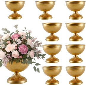 مزهريات ذهبية لقطع الزفاف المركزية، مجموعة من 10 مزهريات معدنية صغيرة لطاولة مركزية حامل زهور ترتيب الزفاف لحفلات الزفاف وحفلات الاستقبال وديكور المنزل والزهور والذكرى السنوية in Kuwait