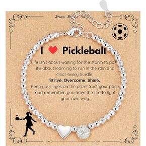 أساور Apsvo للكرة اللينة/الكرة الطائرة/كرة السلة/كرة القدم/التنس للنساء، سوار خرز على شكل قلب فضي مطلي بالذهب عيار 14 قيراط، إكسسوارات رياضية، هدايا مجوهرات عيد الميلاد للنساء in Kuwait