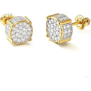 Hip Hop Rapper Moissanite Stud Earrings for Men - 925 Sterling Silver 8mm Fully Iced Out Micro Paved, Chunky Cylindrical Screw Back Earrings for Men Women (Diamond Look) in Saudi Arabia