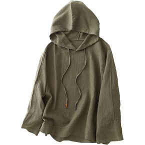 Cotton Linen Hoodies Shirts for Women Casual Long Sleeve Pullover Tops Spring Summer Comfy Beach Cover Ups in Saudi Arabia