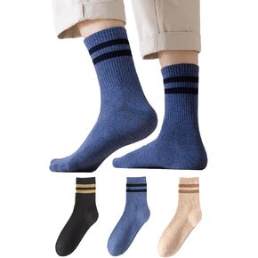 TeenFighter Men's Retro Striped Cotton Socks - Sporty Aesthetic, Soft & Breathable, US Size 5-10 for Casual & Athletic Wear in Kuwait