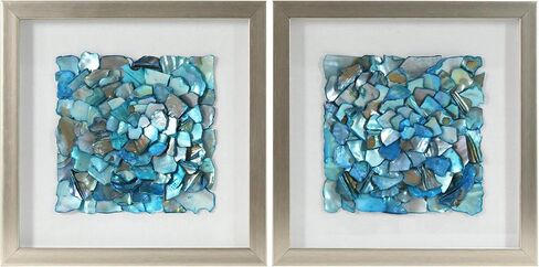 لوحة فنية جدارية مزخرفة ثلاثية الأبعاد من American Art Decor بإطار بلون الشمبانيا، مجموعة من قطعتين - لوحات عمودية باللونين العاجي والبيج، ديكور على شكل شاطئ بحري ساحلي، 8.75 بوصة × 17.75 بوصة in Saudi Arabia