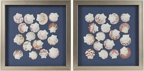 لوحة فنية جدارية مزخرفة ثلاثية الأبعاد من American Art Decor بإطار بلون الشمبانيا، مجموعة من قطعتين - لوحات عمودية باللونين العاجي والبيج، ديكور على شكل شاطئ بحري ساحلي، 8.75 بوصة × 17.75 بوصة in Saudi Arabia