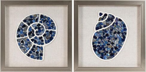 لوحة فنية جدارية مزخرفة ثلاثية الأبعاد من American Art Decor بإطار بلون الشمبانيا، مجموعة من قطعتين - لوحات عمودية باللونين العاجي والبيج، ديكور على شكل شاطئ بحري ساحلي، 8.75 بوصة × 17.75 بوصة in Saudi Arabia