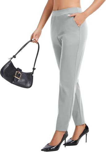 بنطال QBK نسائي صغير للكاحل مقاس 25 بوصة/27 بوصة قابل للتمدد عند العمل، بنطلون كاجوال للعمل مع جيوب لليوجا والسفر والجولف in Saudi Arabia