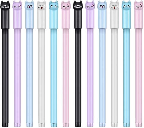 24 Pcs 0.38 mm Cute Cat Pen Gel Pens Black Ball Point Pens for School Office Supplies in Kuwait