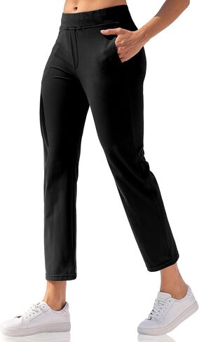 سراويل اليوغا النسائية من VOOVEEYA للكاحل، سراويل جولف قابلة للتمدد مع 5 جيوب عالية الخصر للعمل والسفر فستان كاجوال مستقيم الساق in Kuwait