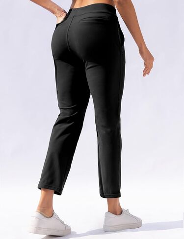 سراويل اليوغا النسائية من VOOVEEYA للكاحل، سراويل جولف قابلة للتمدد مع 5 جيوب عالية الخصر للعمل والسفر فستان كاجوال مستقيم الساق in Kuwait