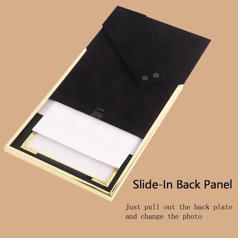 إطار صورة Baseo Glitter and Gold مقاس 5x7، إطار صورة Bling Glitter، مصنوع من المعدن والزجاج الحقيقي، لعرض الحائط أو سطح الطاولة، عموديًا وأفقيًا (ذهبي، 5x7 بوصة) in Kuwait