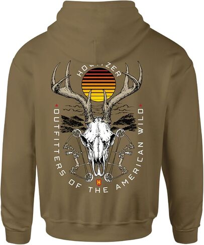 سترة هوديي للرجال من Howitzer Clothing من طراز American Wild Graphic Pullover مع جيب الكنغر in Kuwait