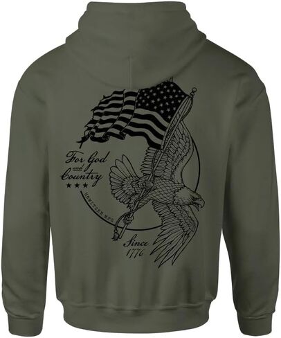 سترة هوديي للرجال من Howitzer Clothing من طراز American Wild Graphic Pullover مع جيب الكنغر in Kuwait