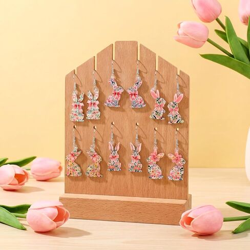 Nosiny 6 Pairs Floral Easter Bunny Earrings Easter Coquette Rabbit Earrings Acrylic Drop Dangle Jewelry Funny Cute Weird Jewelry for Women Spring Holiday Gifts in Saudi Arabia