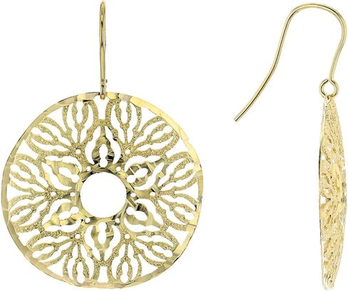 Moda Al Massimo 18K Yellow Gold Over Bronze Filigree Disc Dangle Earrings in Saudi Arabia