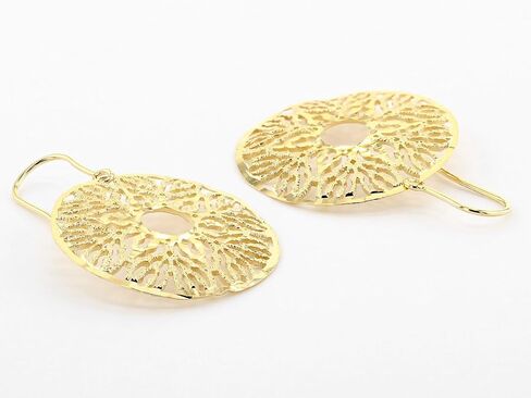 Moda Al Massimo 18K Yellow Gold Over Bronze Filigree Disc Dangle Earrings in Saudi Arabia