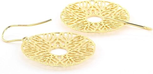 Moda Al Massimo 18K Yellow Gold Over Bronze Filigree Disc Dangle Earrings in Saudi Arabia