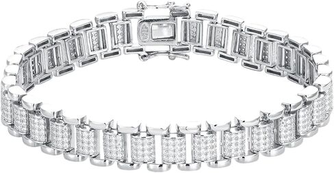 Men's Moissanite Bracelet 925 Sterling Silver – 2.24ct Total Round Moissanite Stones, Bold Tennis Chain for Everyday Wear, Hypoallergenic Jewelry in Saudi Arabia