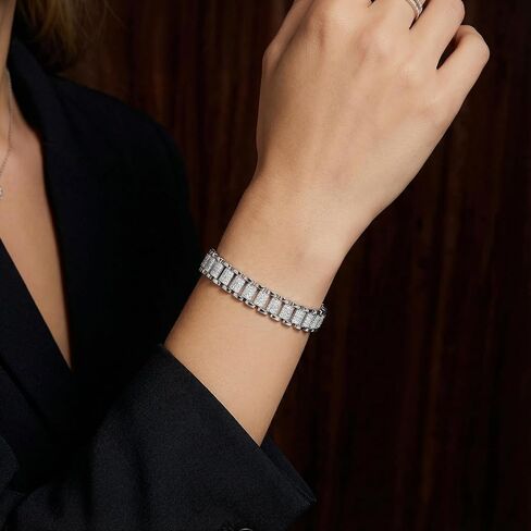 Men's Moissanite Bracelet 925 Sterling Silver – 2.24ct Total Round Moissanite Stones, Bold Tennis Chain for Everyday Wear, Hypoallergenic Jewelry in Saudi Arabia