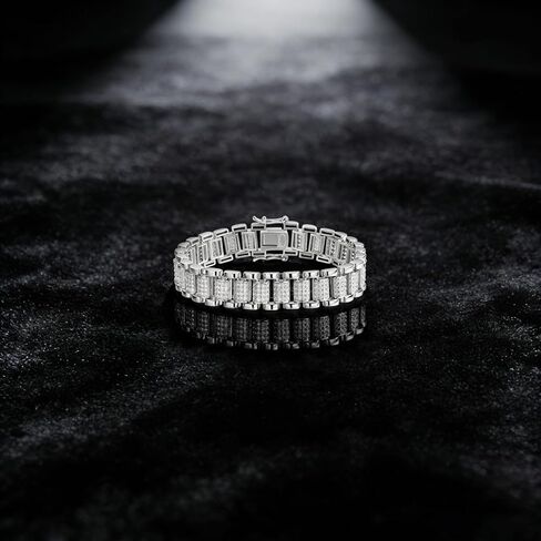 Men's Moissanite Bracelet 925 Sterling Silver – 2.24ct Total Round Moissanite Stones, Bold Tennis Chain for Everyday Wear, Hypoallergenic Jewelry in Saudi Arabia