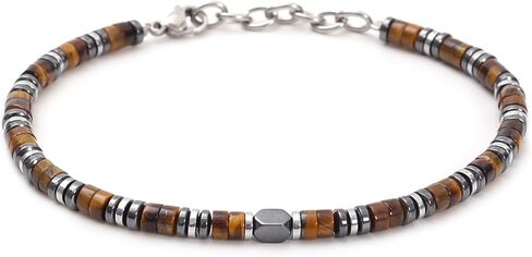Triple Protection Bracelet Tiger's Eye Stone Bracelet - Natural Hematite Gemstone Stretch Bracelet - Spiritual Healing Bracelets Gifts for him in Kuwait