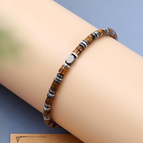 Triple Protection Bracelet Tiger's Eye Stone Bracelet - Natural Hematite Gemstone Stretch Bracelet - Spiritual Healing Bracelets Gifts for him in Kuwait