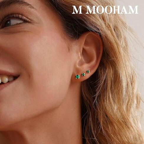 أقراط مسمار جوهرة الميلاد من M MOOHAM، أقراط أذن مطلية بالذهب عيار 14 قيراط لا تسبب الحساسية، أقراط غضروف زركونيا مكعبة للنساء هدايا مجوهرات in Saudi Arabia